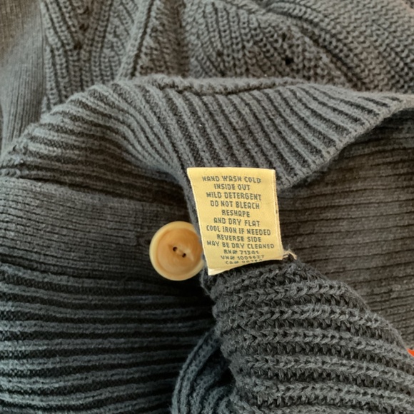 LL Bean Linen Cotton Button Up Cardigan Sweater Size L Pockets Navy GrandmaCore - Picture 8 of 8